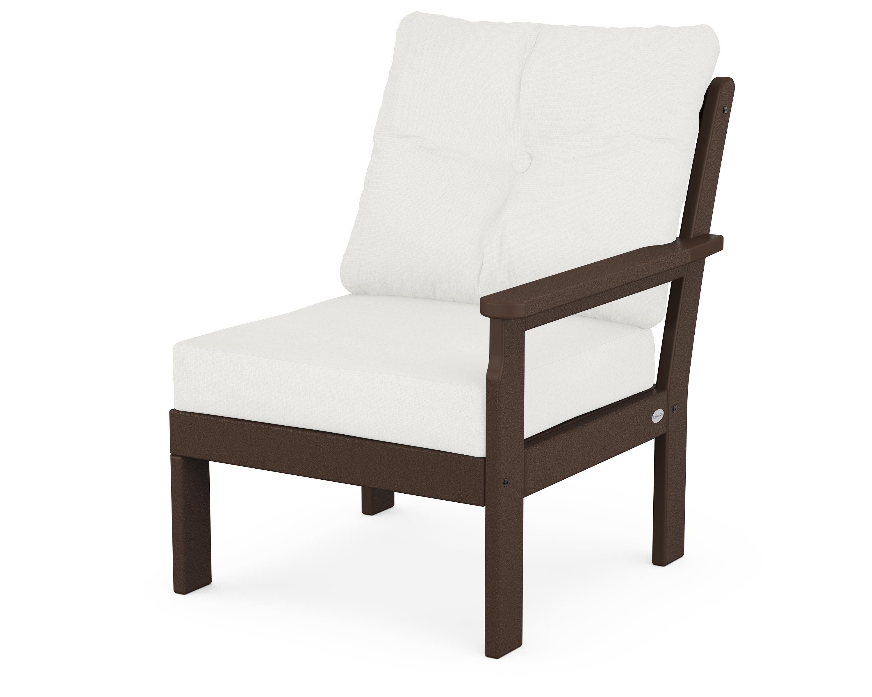 POLYWOOD® Vineyard Modular Right Arm Chair in Mahogany / Natural Linen