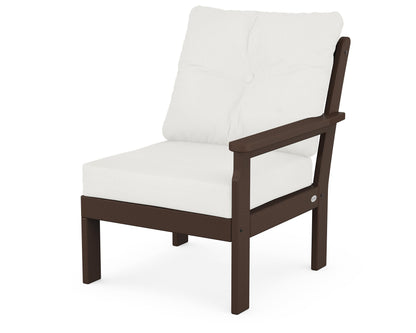POLYWOOD® Vineyard Modular Right Arm Chair in Mahogany / Natural Linen