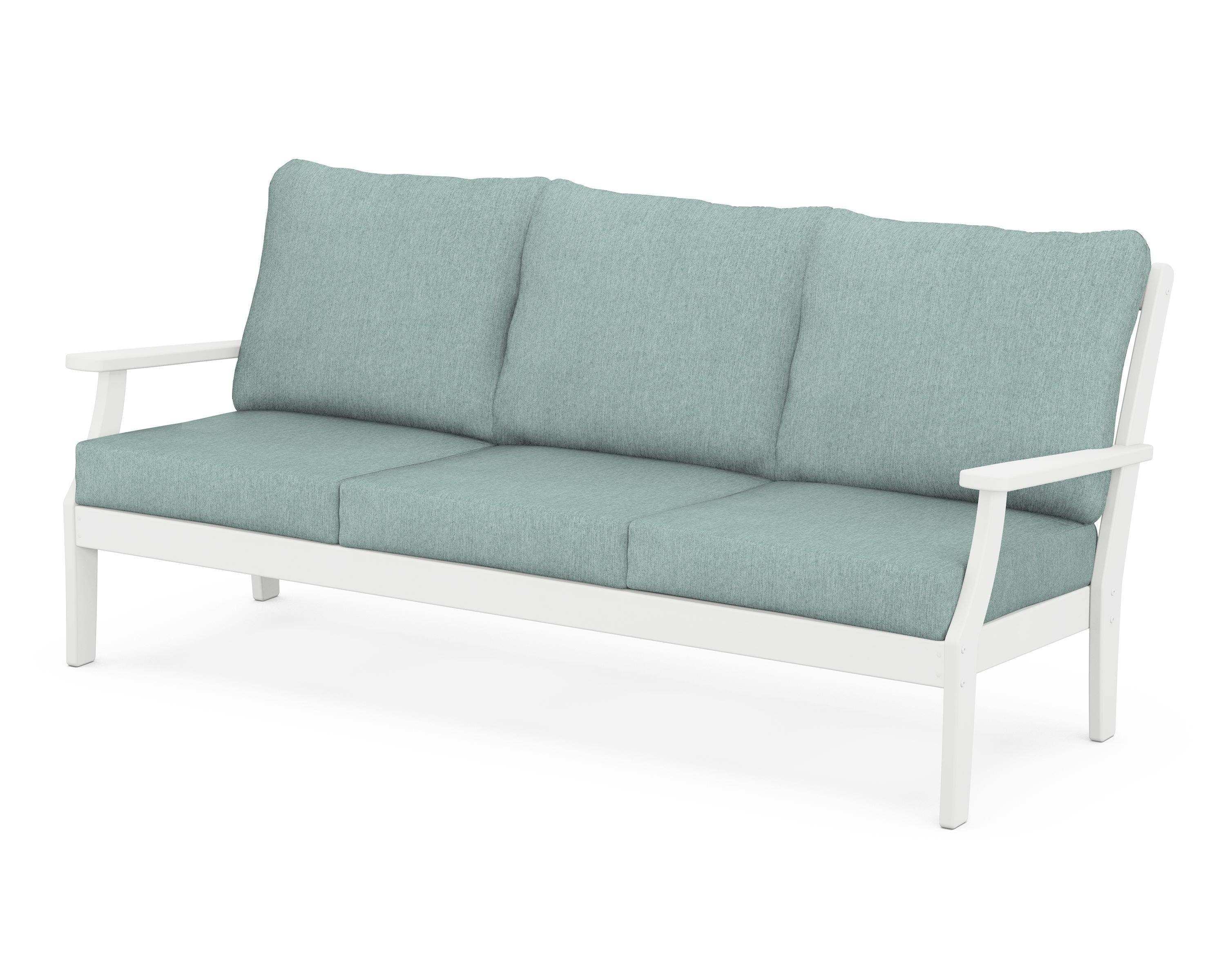 POLYWOOD® Braxton Deep Seating Sofa in White / Glacier Spa