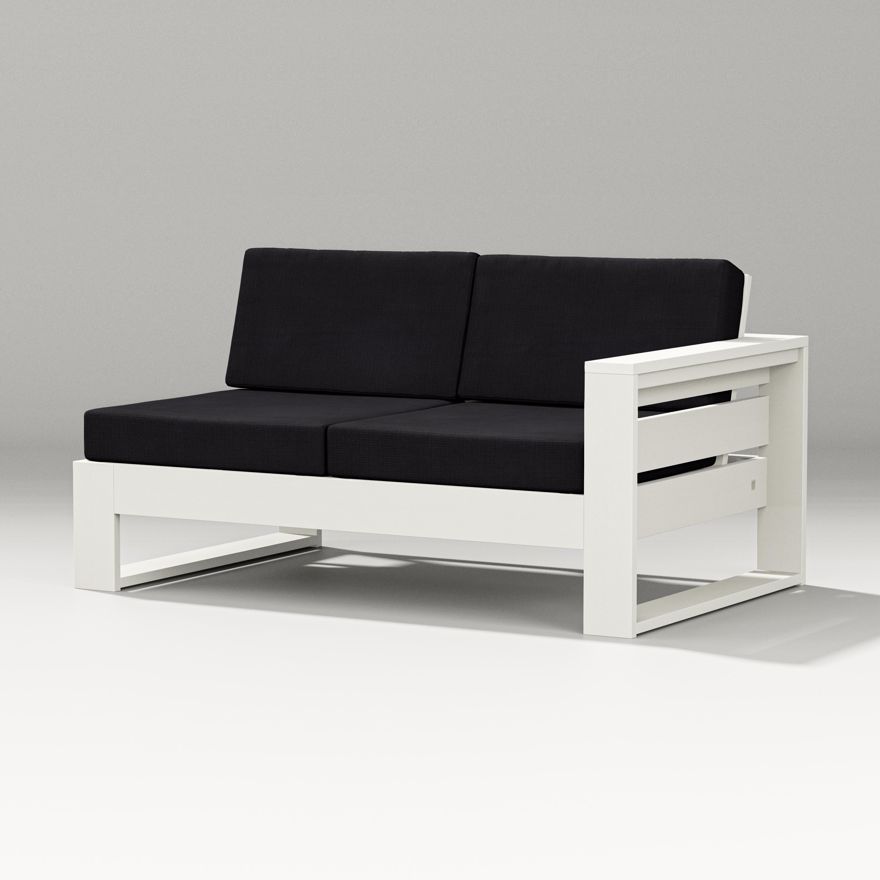 PW Designer Series Latitude Modular Right Arm Loveseat in Vintage White / Midnight Linen