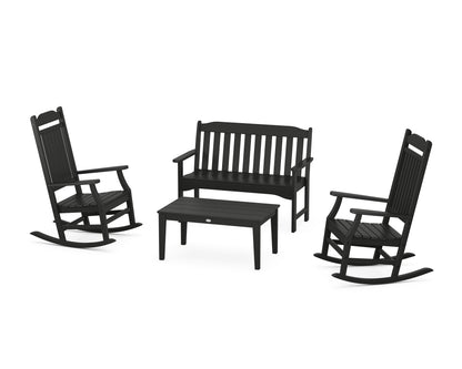 Country Living Cottage Rocking Chair 4-Piece Porch Set in Black