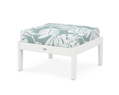 POLYWOOD® Braxton Deep Seating Ottoman in White / Leaf Glacier Spa