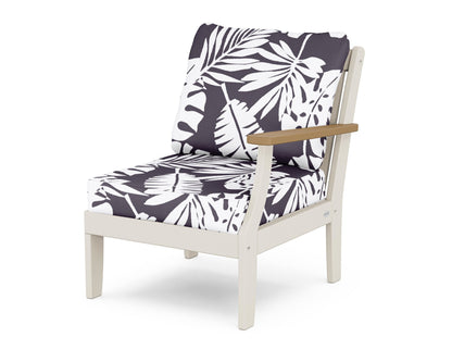 POLYWOOD® Braxton Modular Right Arm Chair in Sand / Natural / Leaf Navy