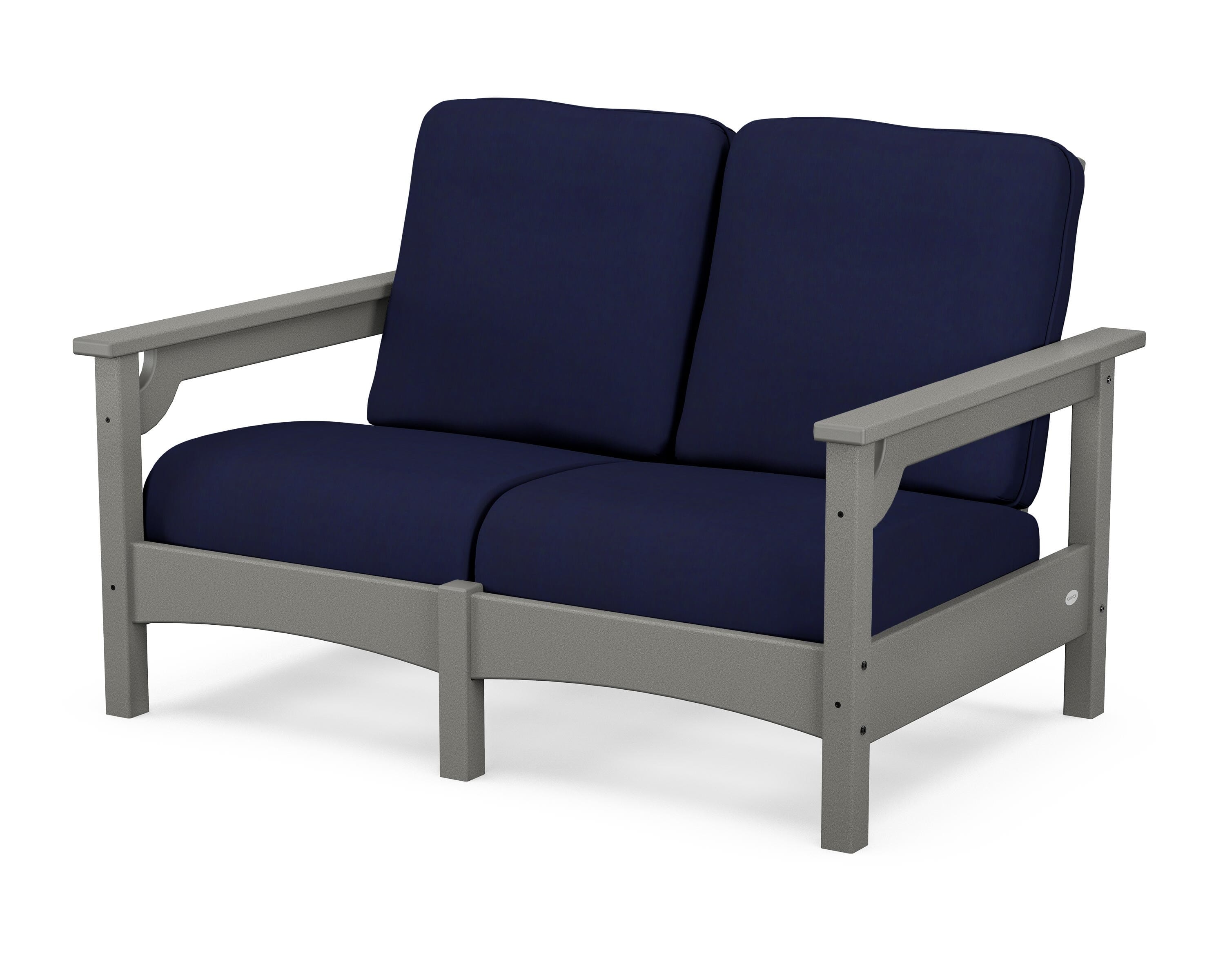 POLYWOOD® Club Loveseat in Slate Grey / Navy