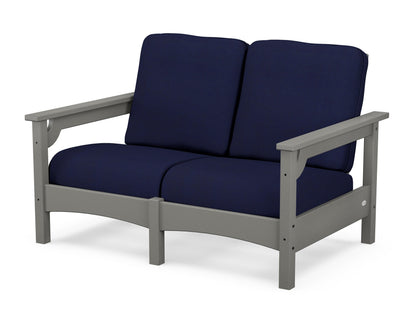POLYWOOD® Club Loveseat in Slate Grey / Navy