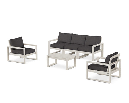 POLYWOOD® EDGE Sectional 4-Piece Deep Seating Set with Sofa in Sand / Ash Charcoal