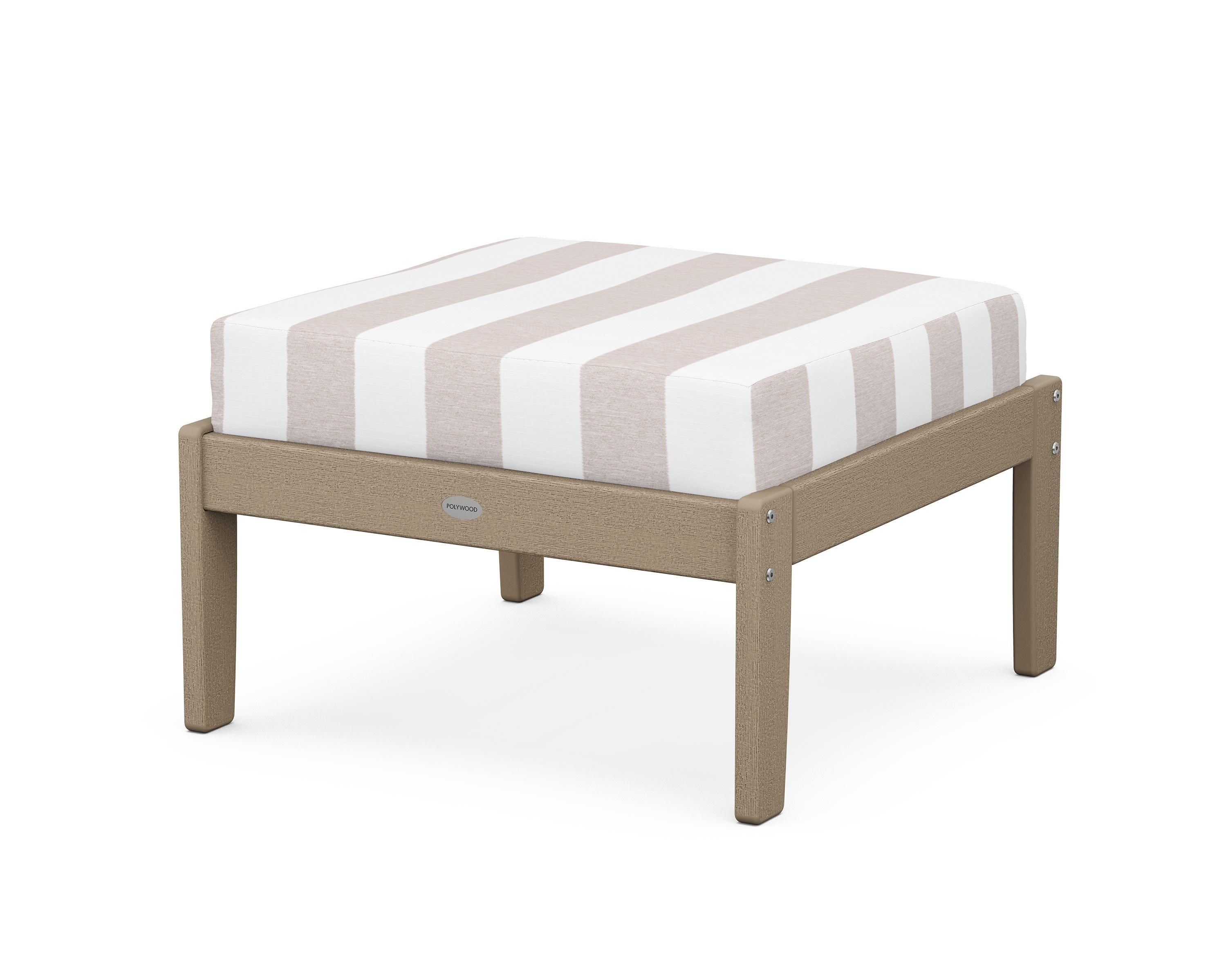POLYWOOD® Braxton Deep Seating Ottoman in Vintage Sahara / Cabana Stripe Dune Burlap
