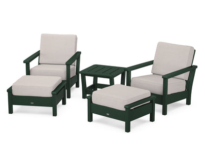POLYWOOD® Harbour 5-Piece Deep Seating Chair Set in Green / Dune Burlap