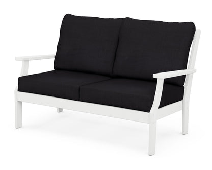 POLYWOOD® Braxton Deep Seating Loveseat in White / Midnight Linen