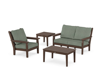POLYWOOD® Chippendale 4-Piece Deep Seating Set in Mahogany / Cast Sage
