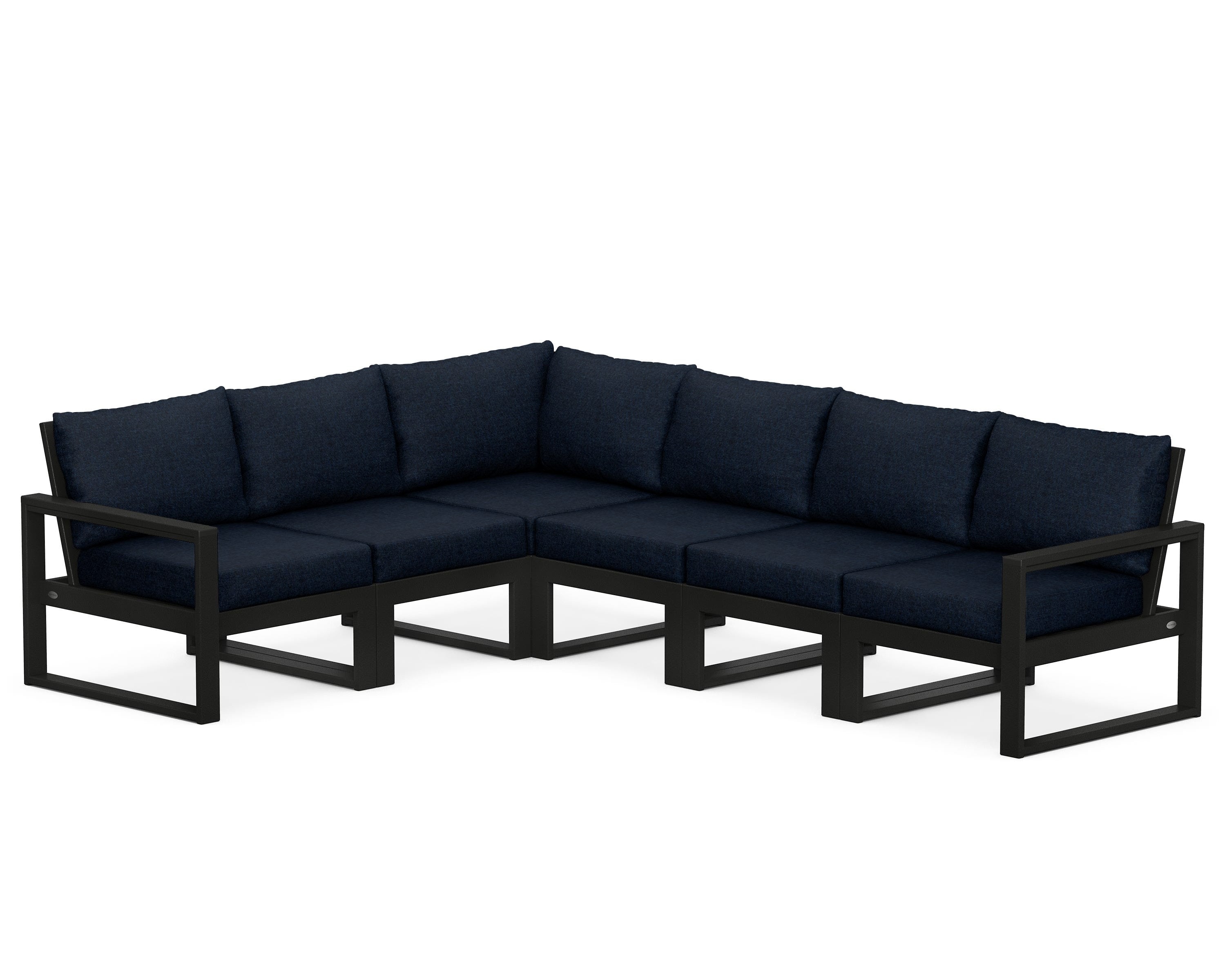 POLYWOOD® EDGE 6-Piece Modular Deep Seating Set in Black / Marine Indigo
