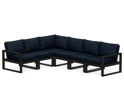 POLYWOOD® EDGE 6-Piece Modular Deep Seating Set in Black / Marine Indigo