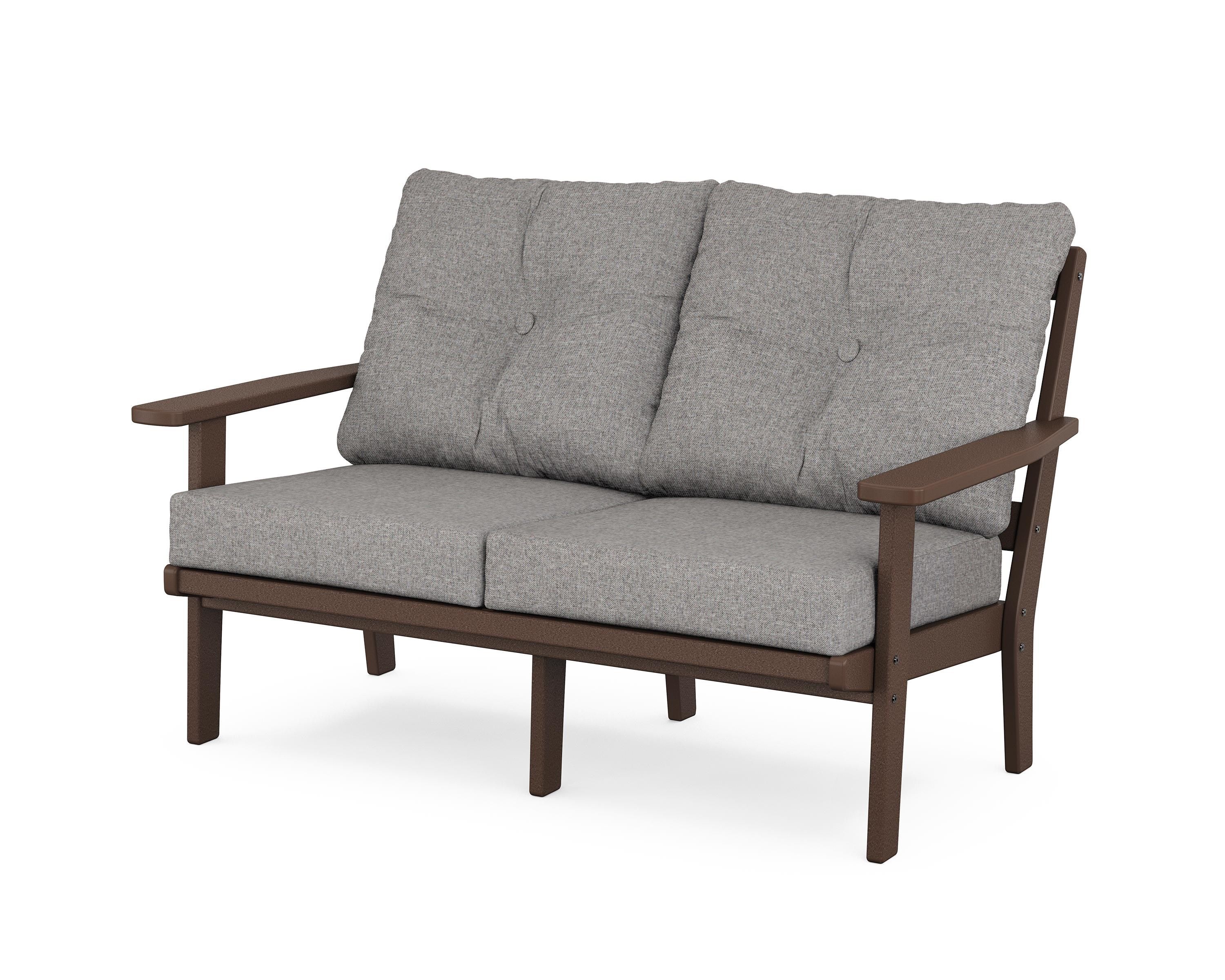 POLYWOOD® Oxford Deep Seating Loveseat in Mahogany / Grey Mist