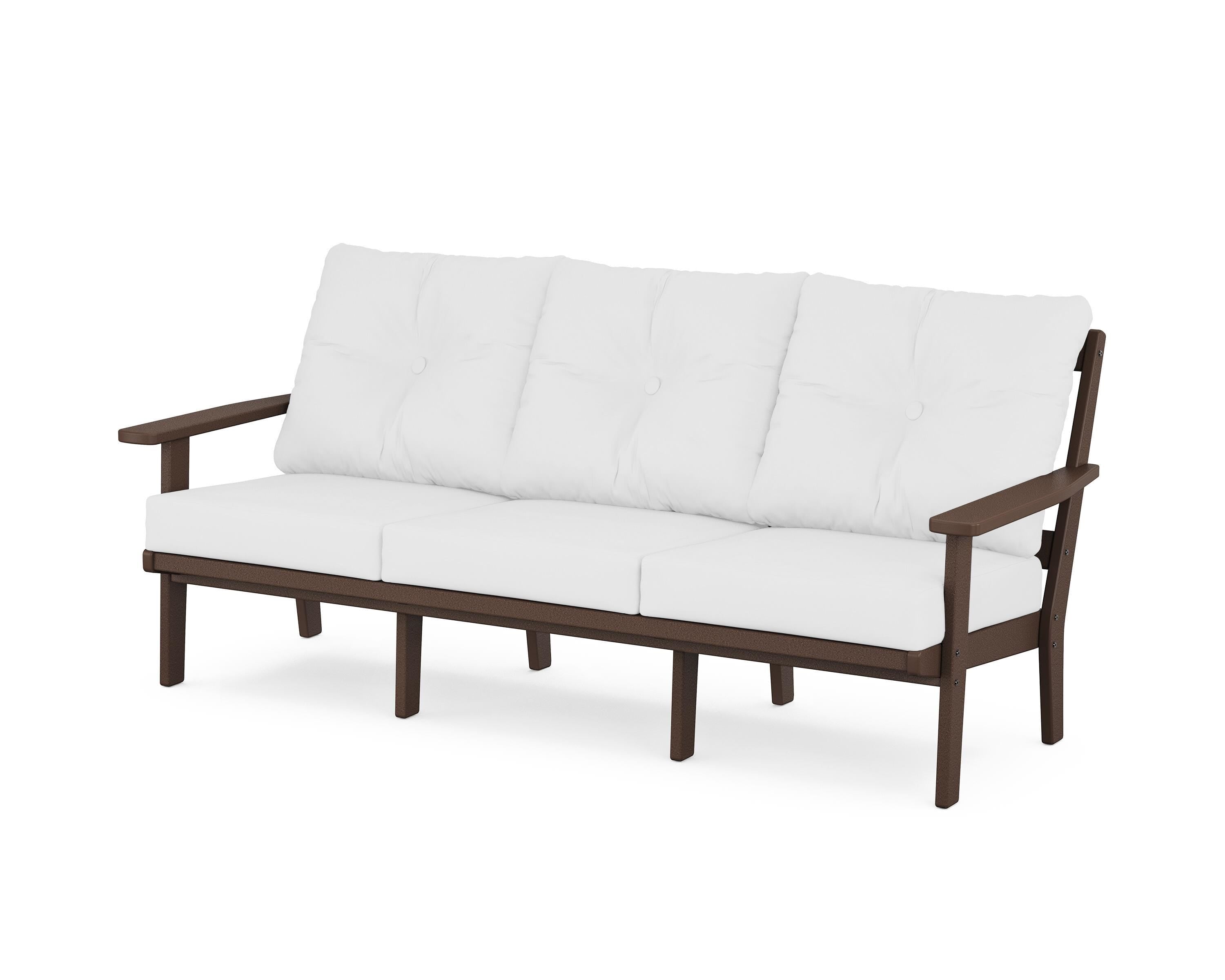 POLYWOOD® Oxford Deep Seating Sofa in Mahogany / Natural