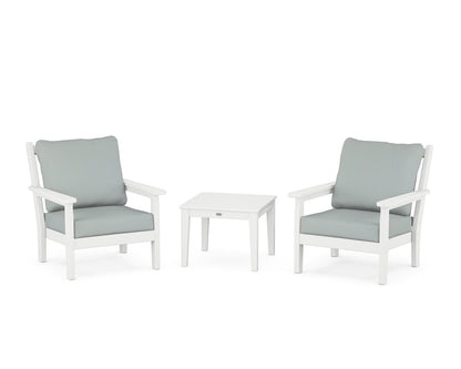POLYWOOD® Chippendale 3-Piece Deep Seating Set in White / Spa