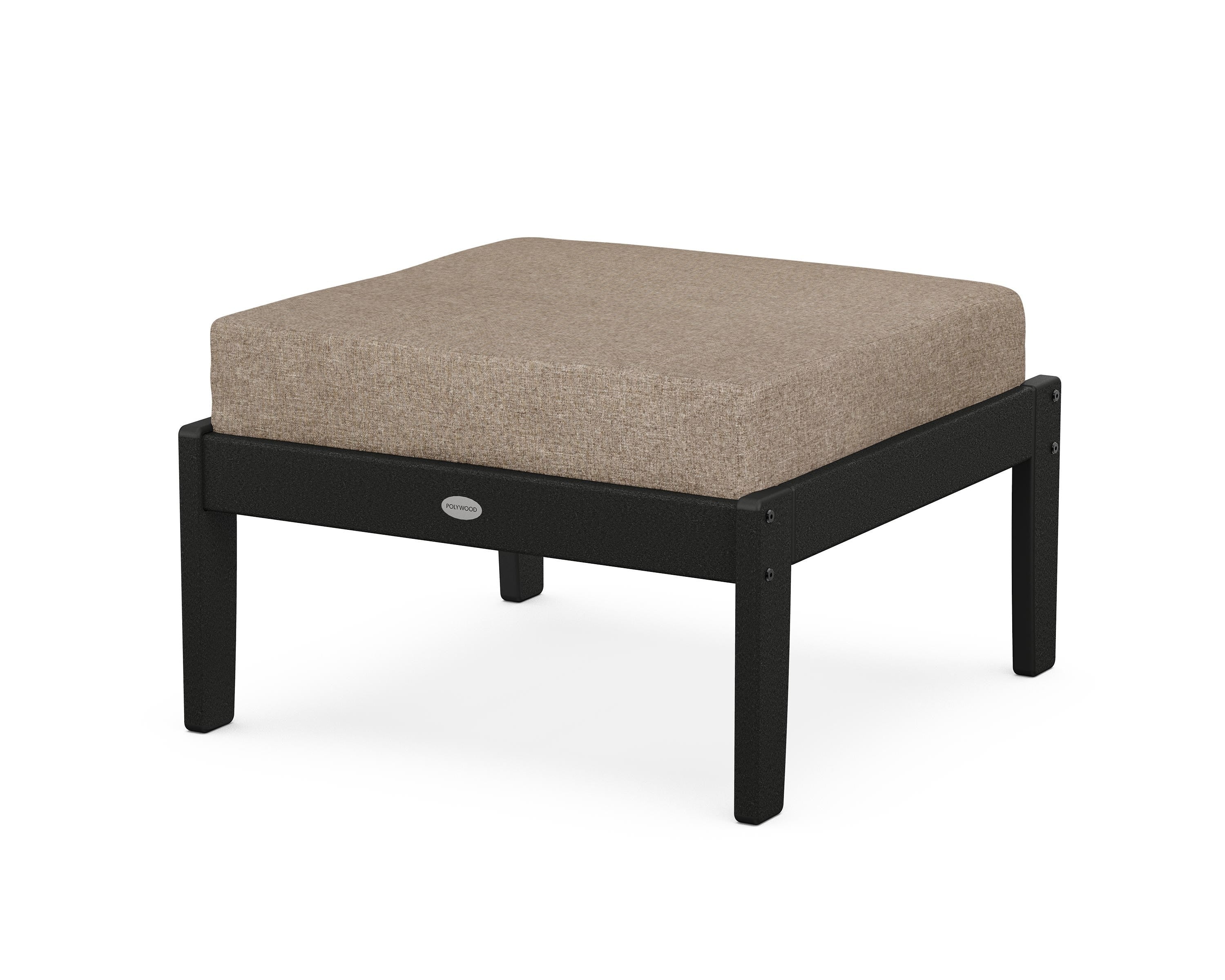 POLYWOOD® Braxton Deep Seating Ottoman in Black / Spiced Burlap