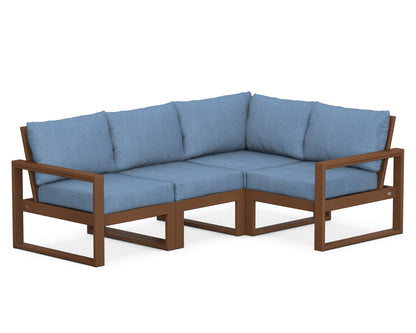 POLYWOOD® EDGE 4-Piece Modular Deep Seating Set in Teak / Sky Blue