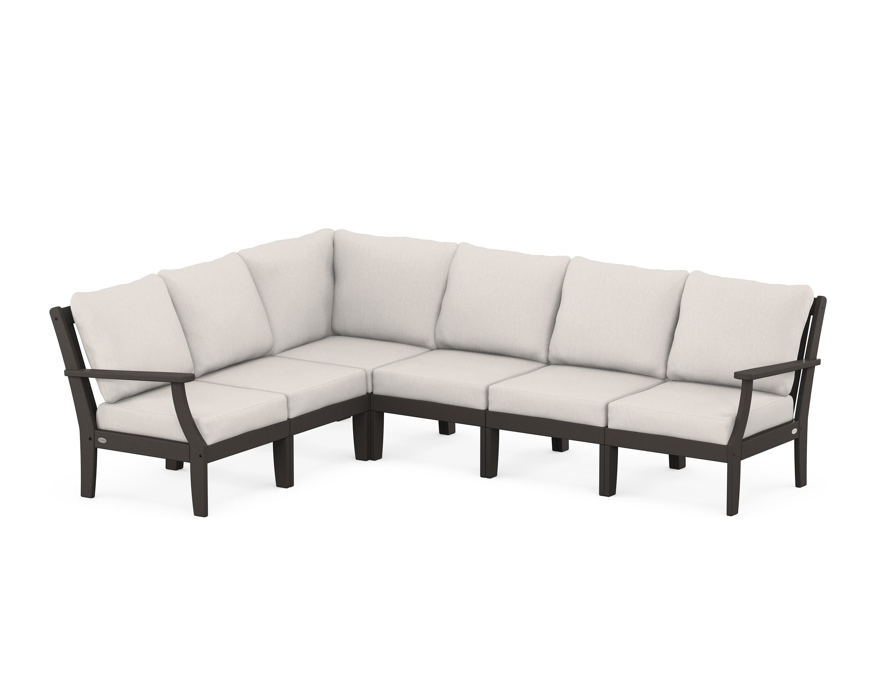 POLYWOOD® Braxton Modular 6-Piece Deep Seating Set in Vintage Coffee / Cast Ash