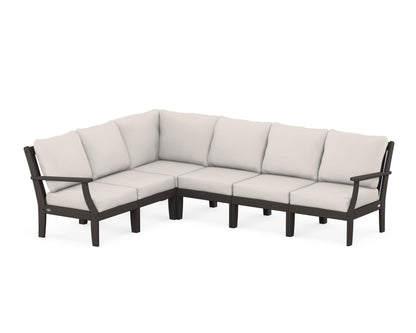 POLYWOOD® Braxton Modular 6-Piece Deep Seating Set in Vintage Coffee / Cast Ash