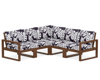 POLYWOOD® EDGE 5-Piece Modular Deep Seating Set in Teak / Leaf Navy