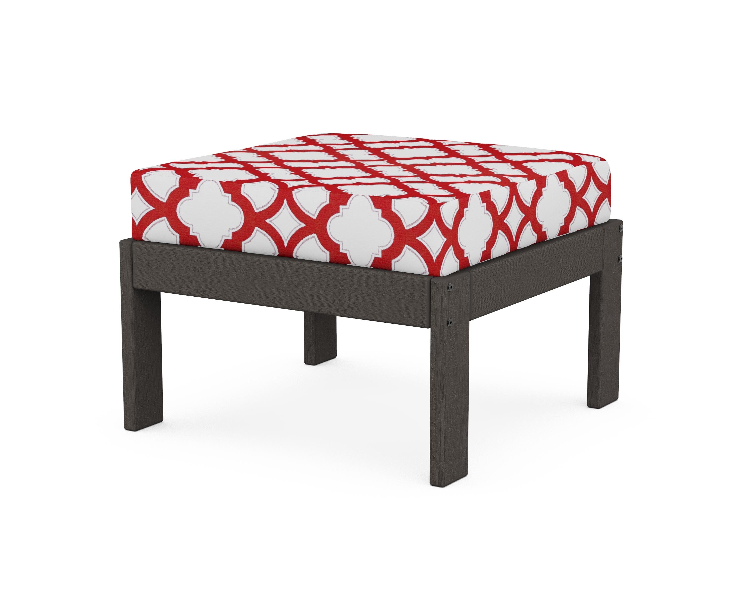 POLYWOOD® Vineyard Modular Ottoman in Vintage Coffee / Trellis Crimson