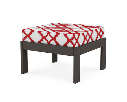 POLYWOOD® Vineyard Modular Ottoman in Vintage Coffee / Trellis Crimson