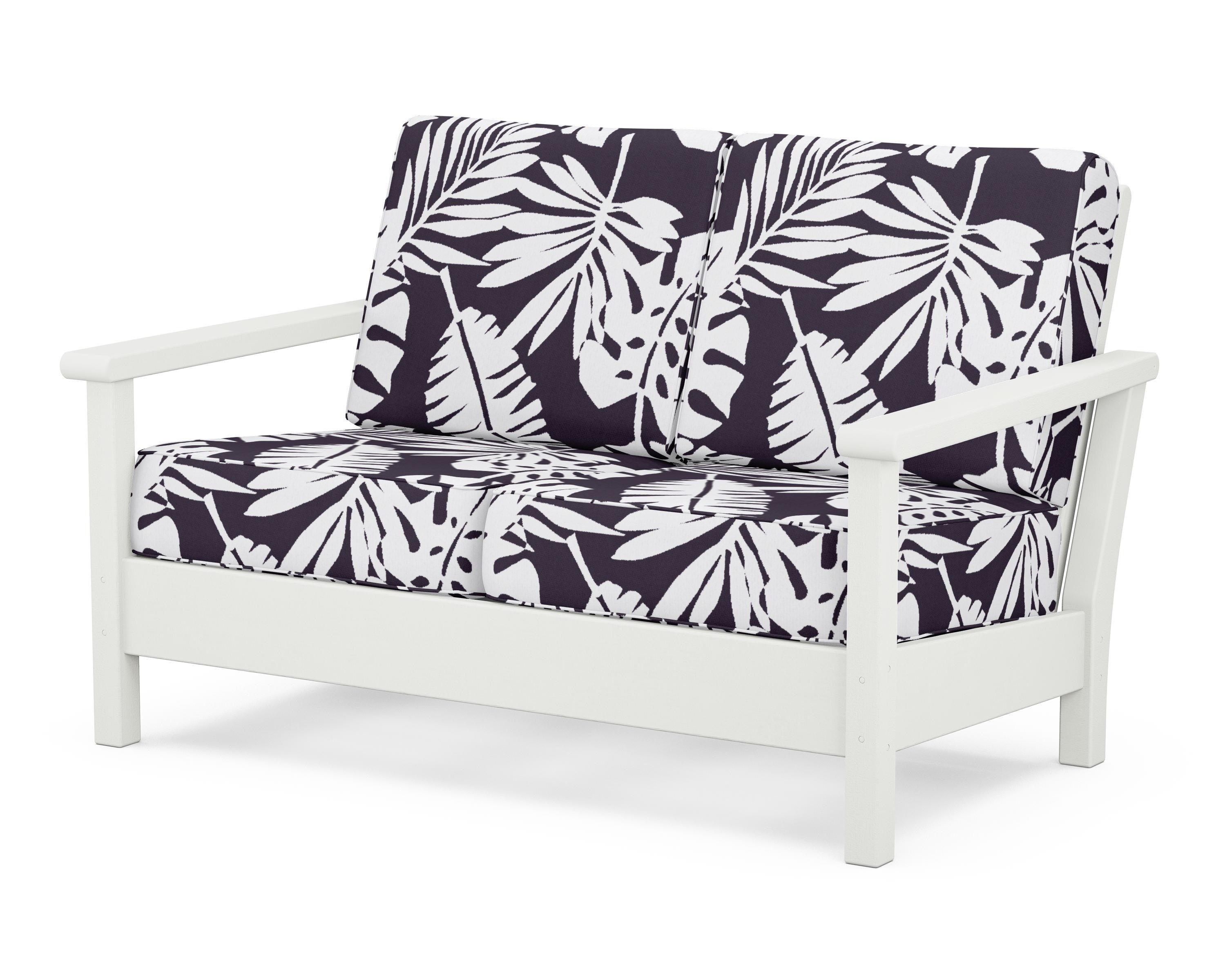 POLYWOOD® Harbour Deep Seating Loveseat in Vintage White / Leaf Navy