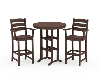 POLYWOOD® Lakeside 3-Piece Round Bar Arm Chair Set in Mahogany