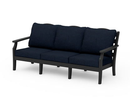 Draper James™ by  POLYWOOD® Savannah Deep Seating Sofa in Black / Marine Indigo