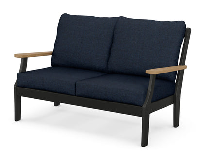 POLYWOOD® Braxton Deep Seating Loveseat in Black / Natural / Marine Indigo