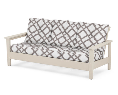 POLYWOOD® Prescott Deep Seating Sofa in Sand / Trellis Grey Mist