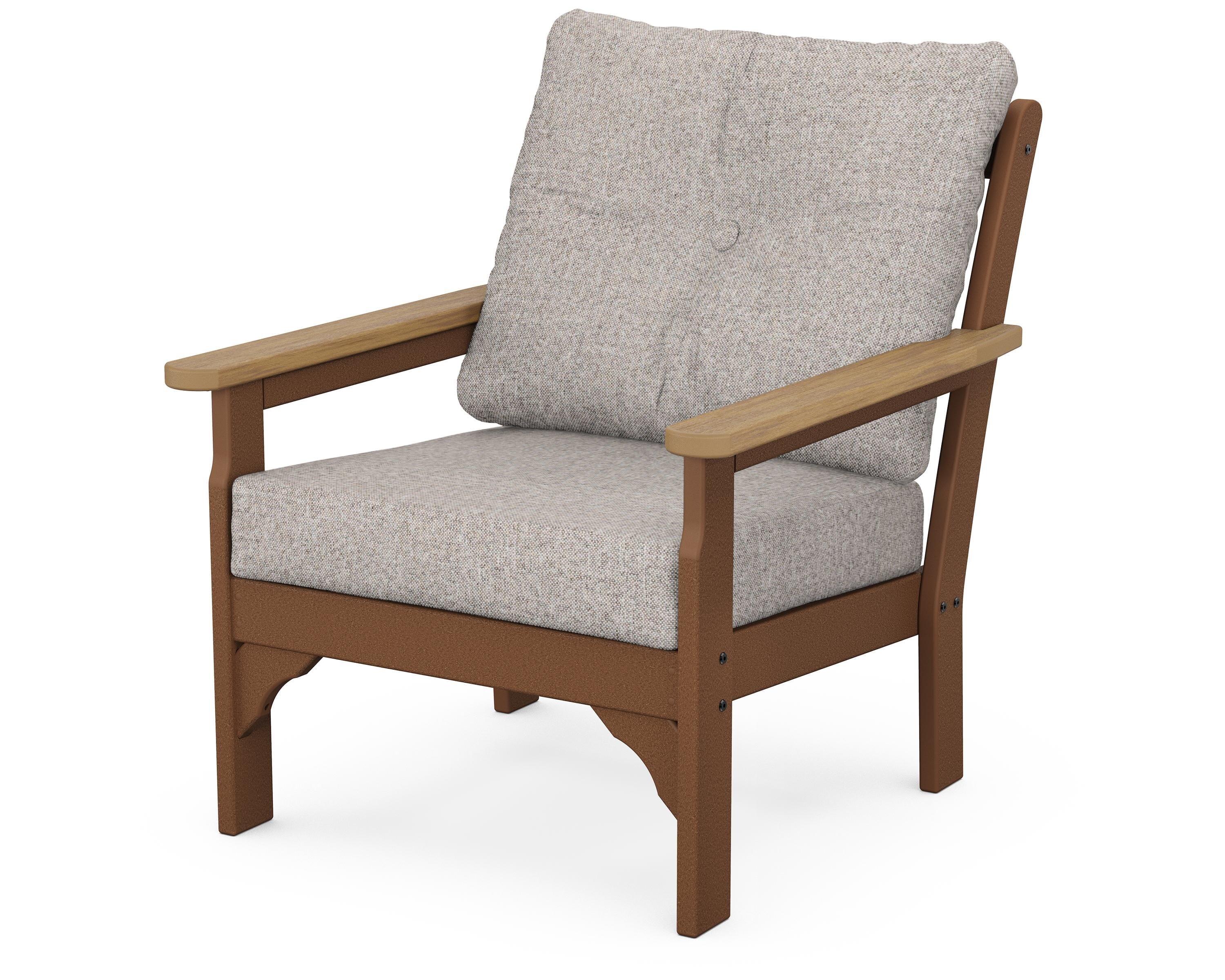 POLYWOOD® Vineyard Deep Seating Chair in Teak / Natural / Weathered Tweed
