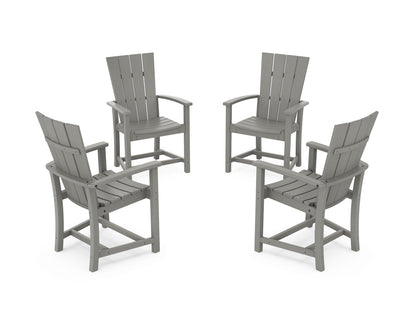 POLYWOOD® Quattro 4-Piece Upright Adirondack Conversation Set in Slate Grey