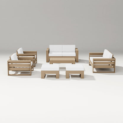 PW Designer Series Latitude 7-Piece Lounge Loveseat Set in Vintage Sahara / Natural