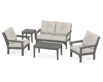 POLYWOOD® Vineyard 5-Piece Deep Seating Set in Slate Grey / Cast Ash