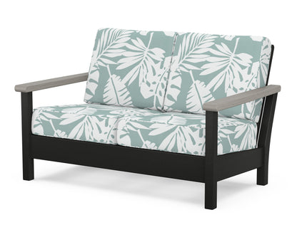 POLYWOOD® Harbour Deep Seating Loveseat in Black / Driftwood / Leaf Glacier Spa