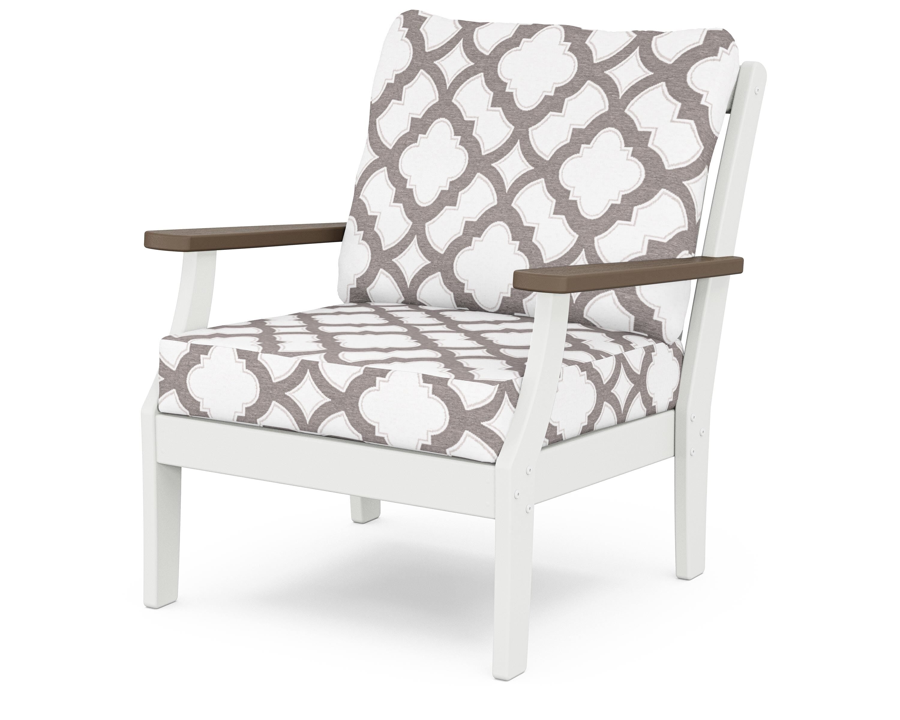 POLYWOOD® Braxton Deep Seating Chair in White / Kona / Trellis Grey Mist