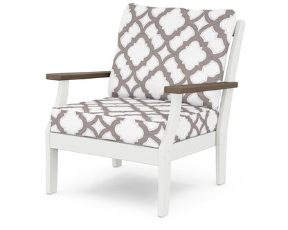 POLYWOOD® Braxton Deep Seating Chair in White / Kona / Trellis Grey Mist