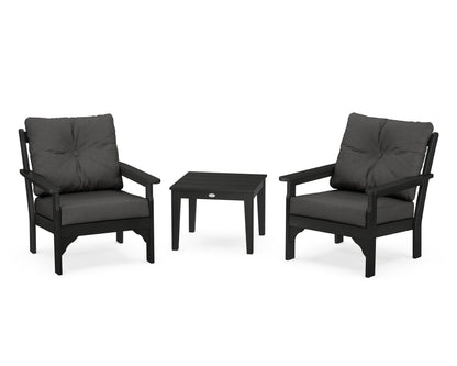 POLYWOOD® Vineyard 3-Piece Deep Seating Set in Black / Spectrum Carbon