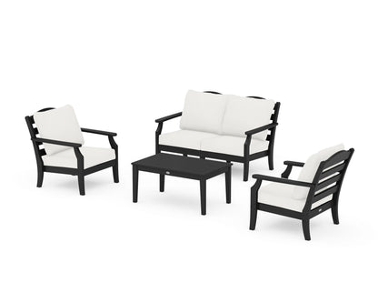 Draper James™ by  POLYWOOD® Savannah 4-Piece Deep Seating Set with Loveseat in Black / Natural Linen