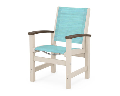 POLYWOOD® Coastal Dining Chair in Sand / Kona / Dupioni Aquamarine Sling