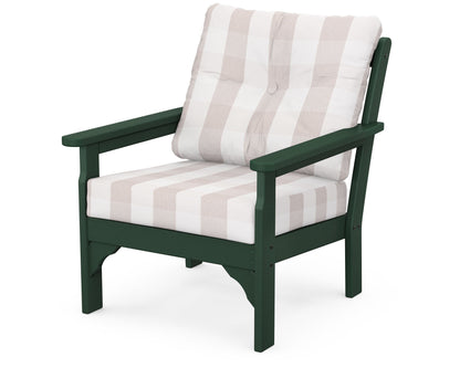 POLYWOOD® Vineyard Deep Seating Chair in Green / Buffalo Plaid Dune Burlap