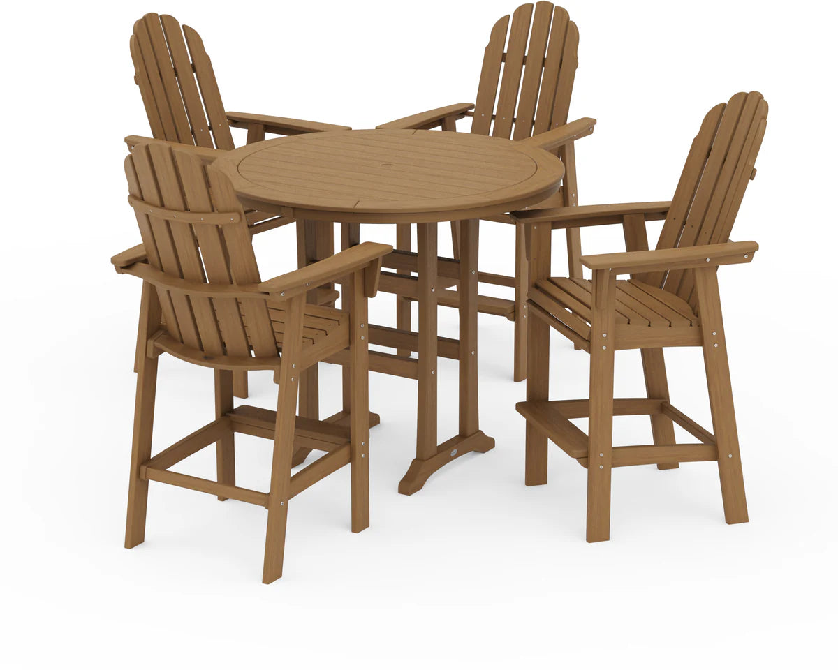Vineyard Curveback Adirondack 5-Piece Nautical Trestle Bar Set
