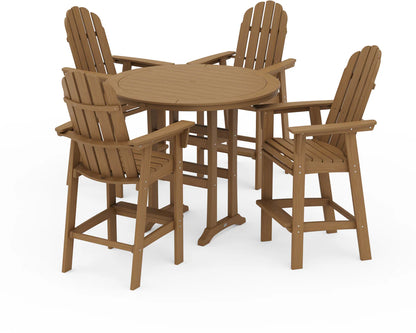 Vineyard Curveback Adirondack 5-Piece Nautical Trestle Bar Set