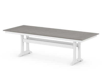 POLYWOOD® Farmhouse Trestle 38" x 96" Dining Table in White / Driftwood