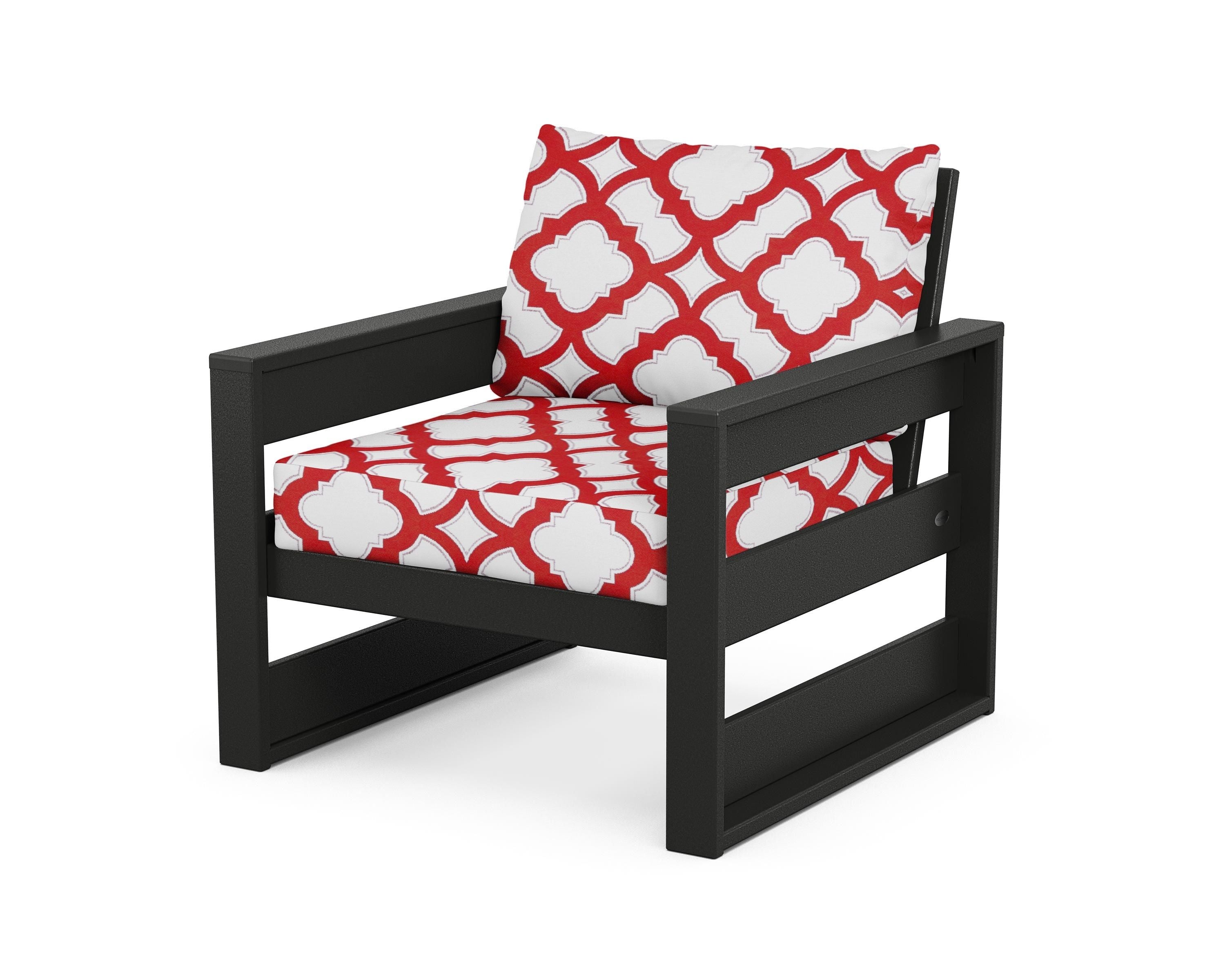 POLYWOOD® Westport Club Chair in Black / Trellis Crimson