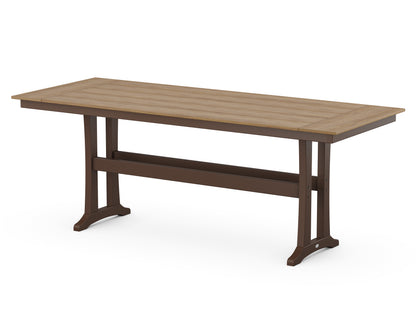POLYWOOD® Farmhouse Trestle 38" x 96" Counter Table in Mahogany / Natural