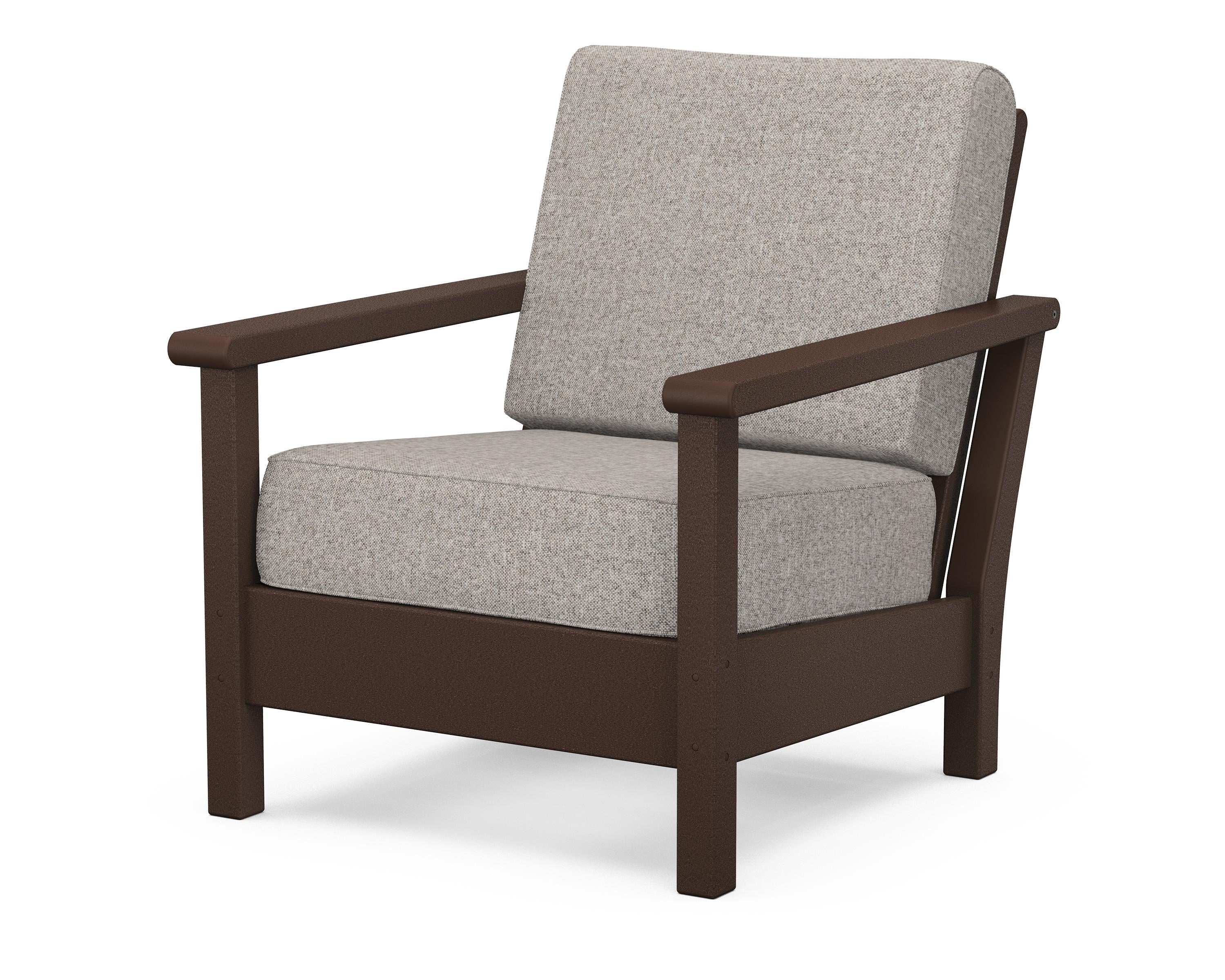 POLYWOOD® Harbour Deep Seating Chair in Mahogany / Weathered Tweed