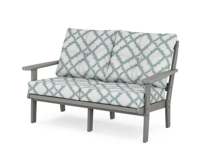 POLYWOOD® Mission Deep Seating Loveseat in Slate Grey / Trellis Glacier Spa