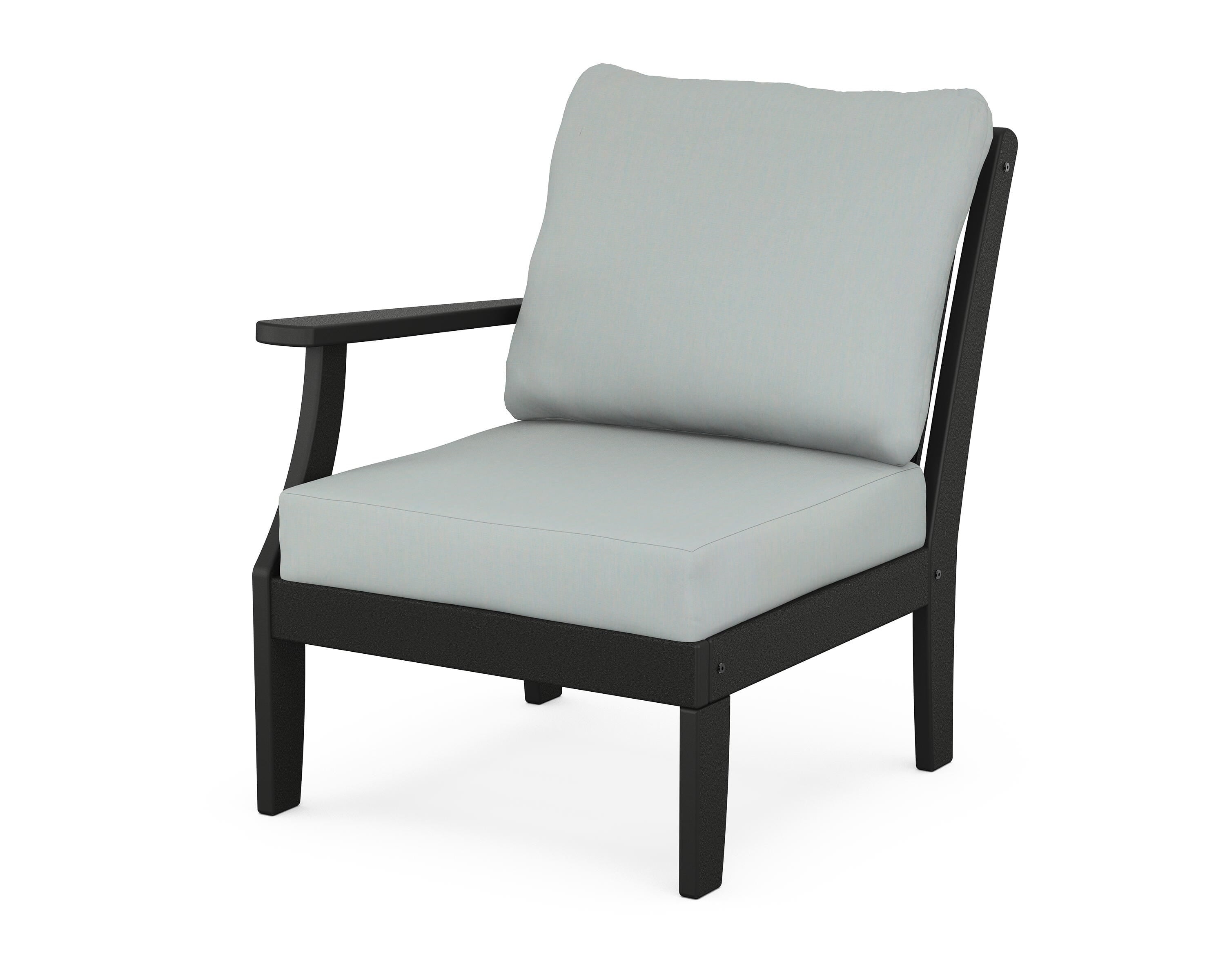 POLYWOOD® Braxton Modular Left Arm Chair in Black / Spa